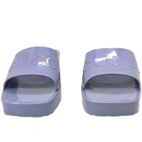 Gucci Rubber Lilac Blue Rubber Slide Sandals - Size 38 US 7.5 COA - Picture 2 of 7